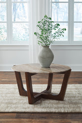 Warmstead Furniture - Ashley Furniture - Tanidore Coffee Table - Round Cocktail Table / Warm Brown - T667-8